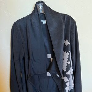 DKNY Lightweight Brushed Fleece Waterfall Open Jacket - Size XS